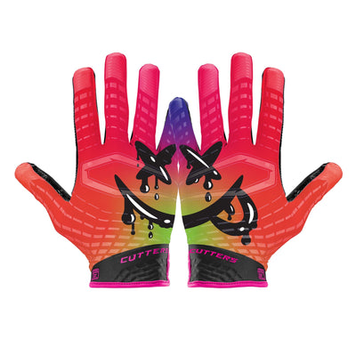 Cutters Rev 5.0 Limited Edition Receiver Gloves - Drip Face Design - Back of Left & Right Glove