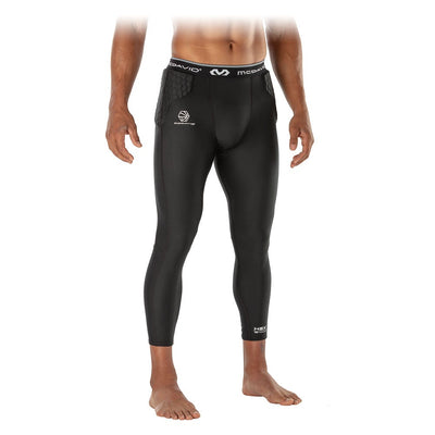 McDavid HEX® Black Basketball Compression ¾ Tight w/Hip & Tailbone Pads - Front - On Model